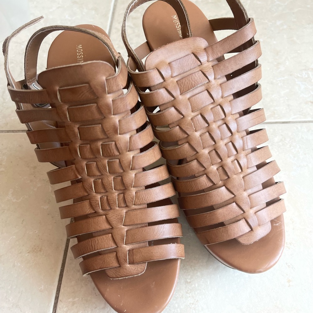 Mossimo Platform Strappy Wedge Brown Sandals
